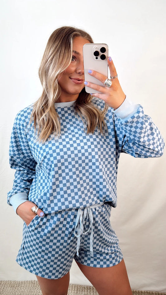 Denim Blue Checkered Set