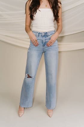 Distressed Wide Leg Jeans
