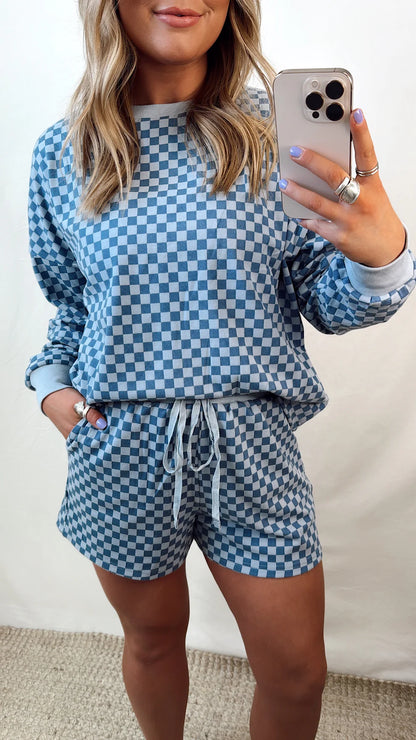 Denim Blue Checkered Set