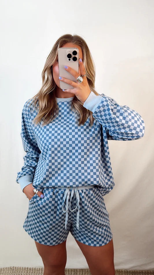 Denim Blue Checkered Set