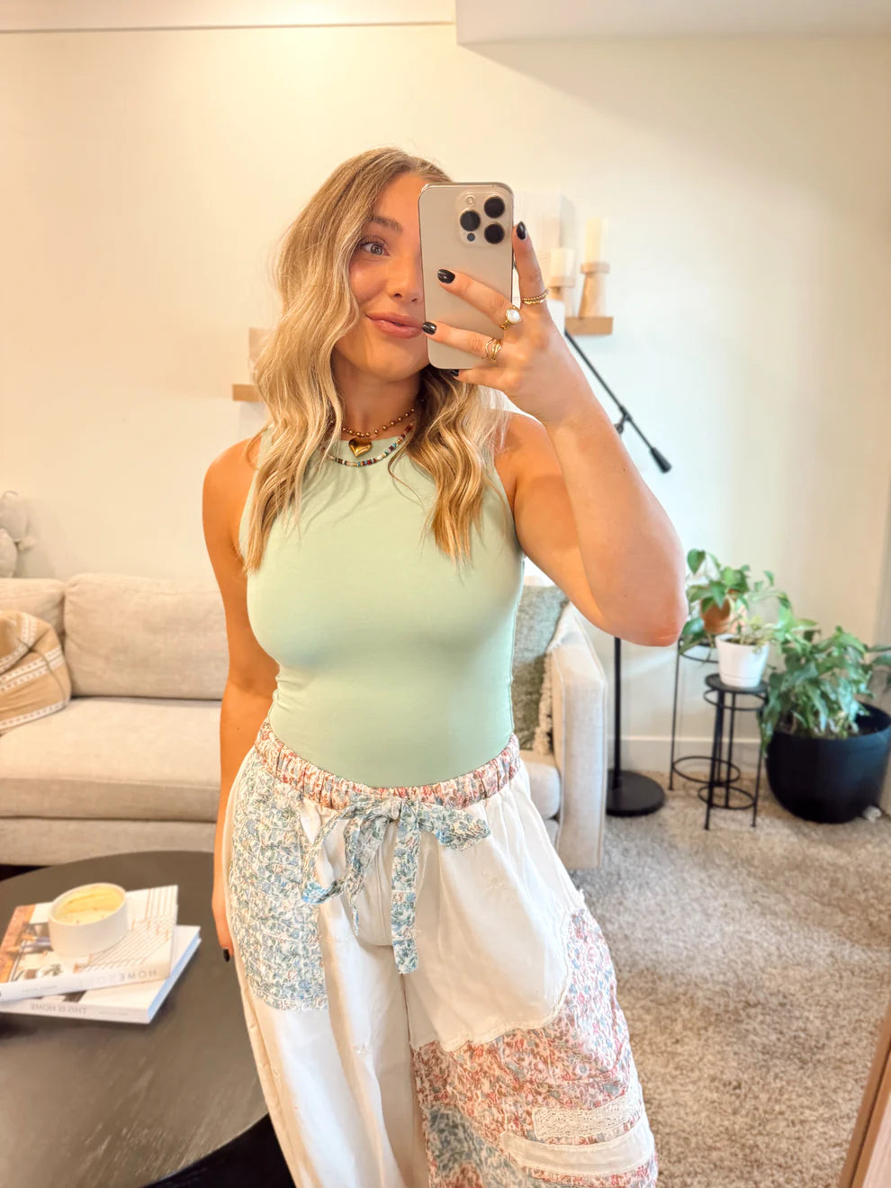 High Neck Staple Tank- Wasabi