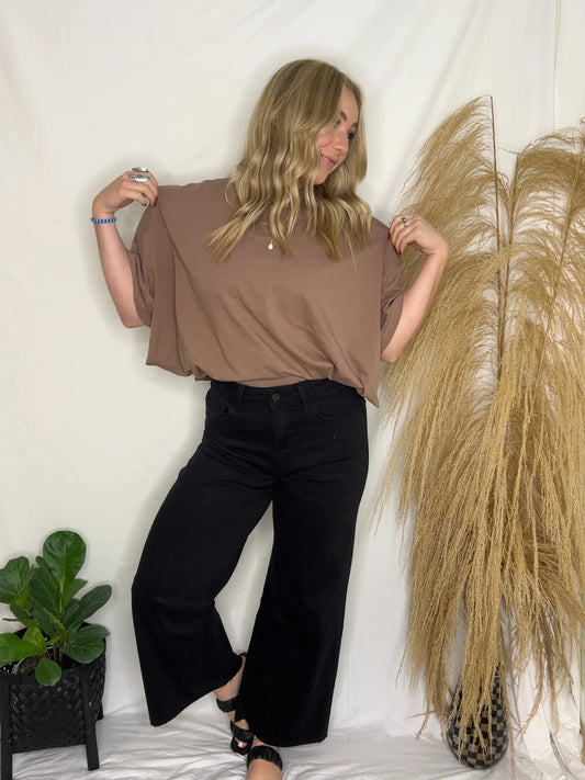 Black High Rise Wide Leg Jeans