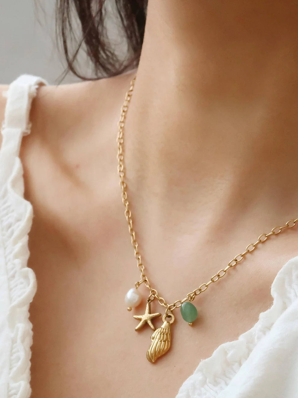 Pearl and Shell Charm Necklace