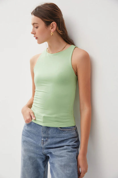 High Neck Staple Tank- Wasabi
